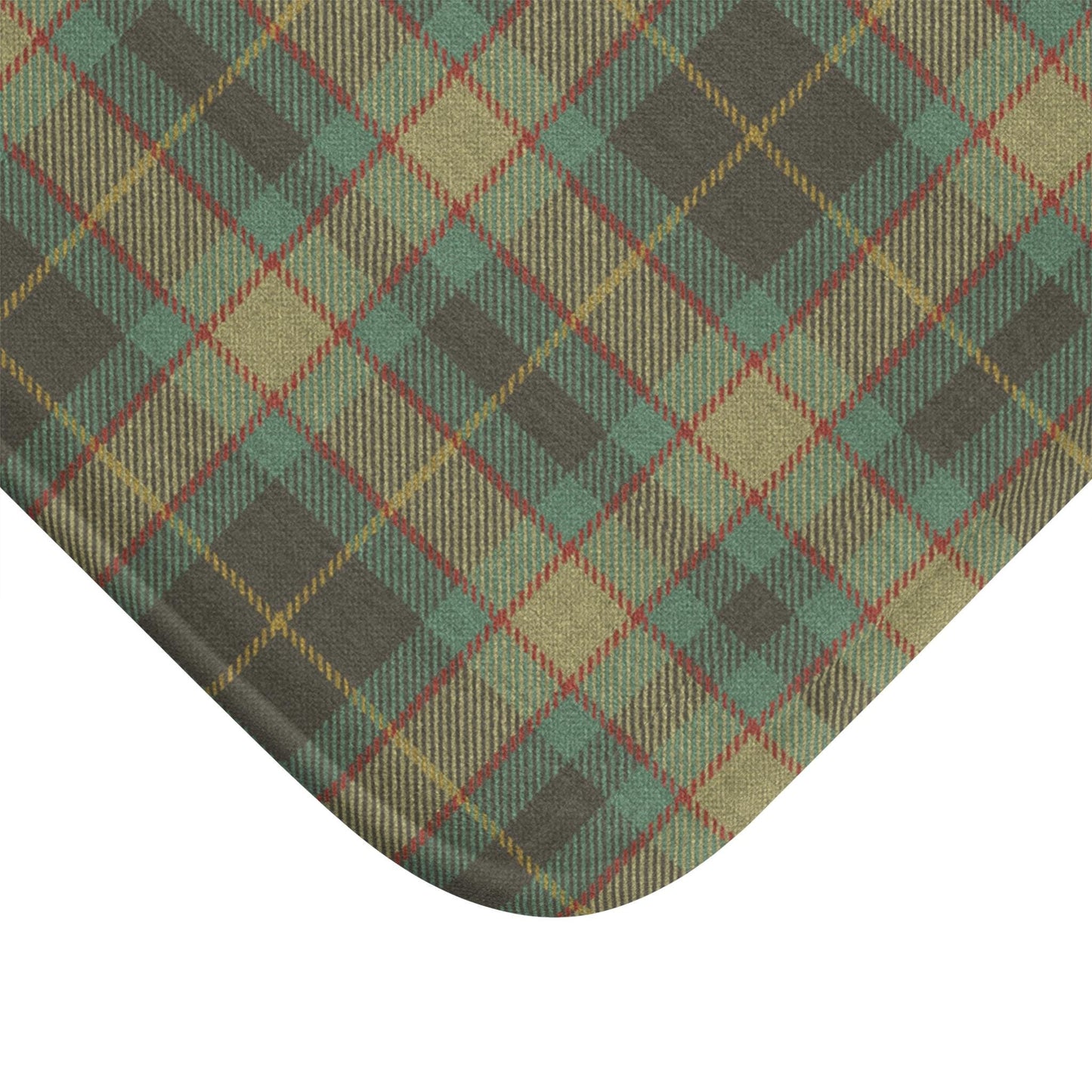 English Decor Tartan Plaid Bath Mat - Microfiber Farmhouse Chic Two Sizes Bath Rug