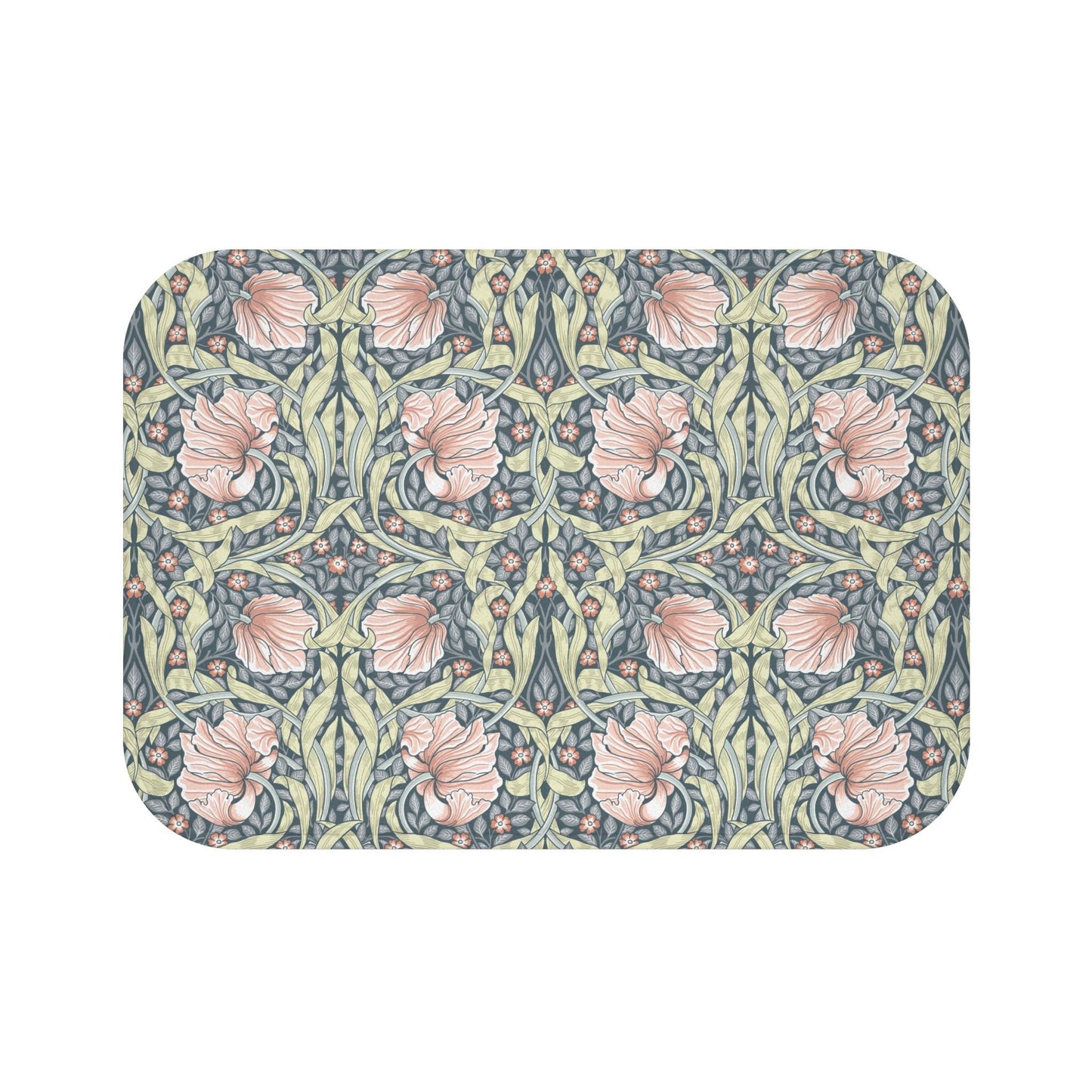 William Morris Bath Mat: Salmon Pimpernel Floral, Super Soft Rug
