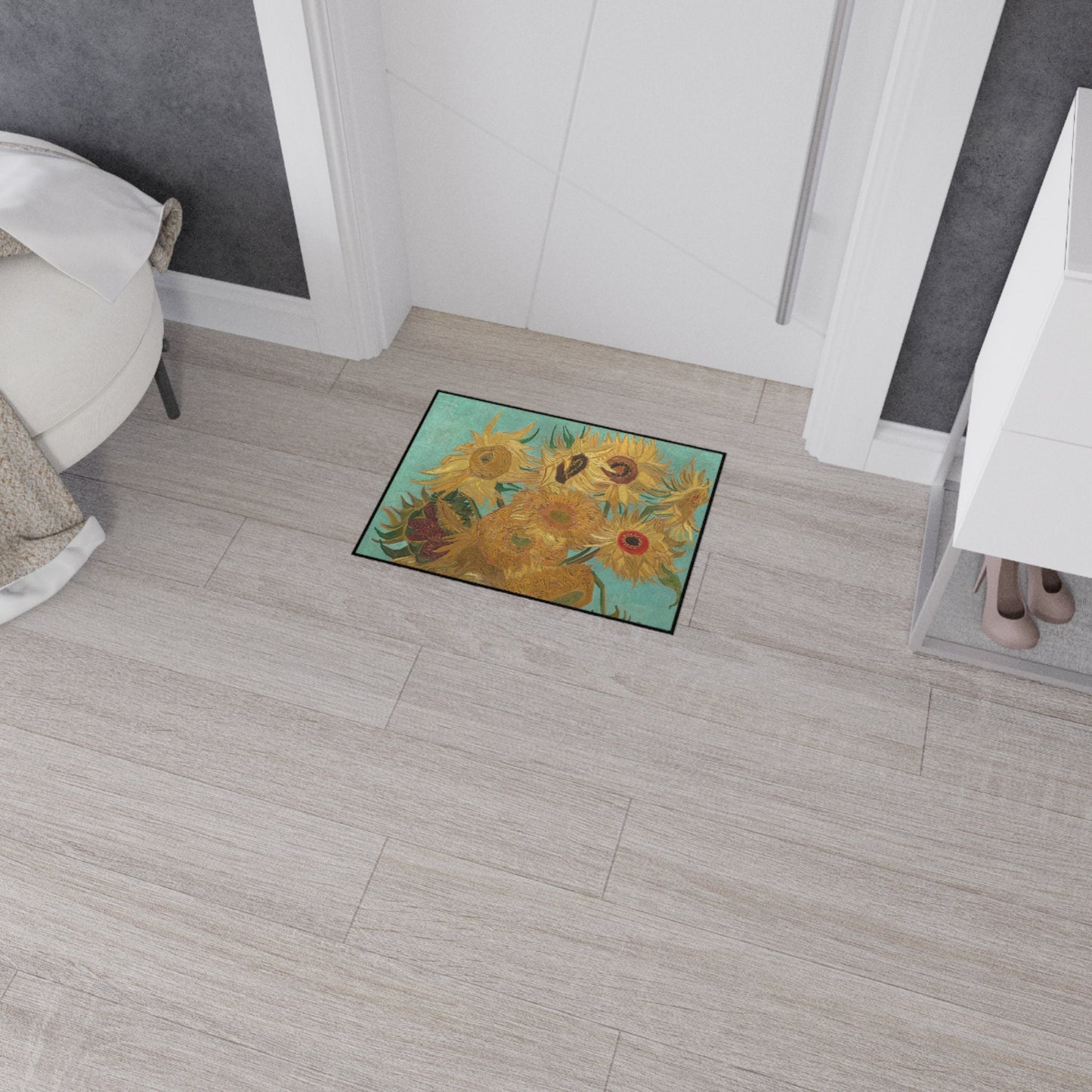 Van Gogh Sunflowers Heavy Duty Floor Mat/ Maximalism Famous Art Rug