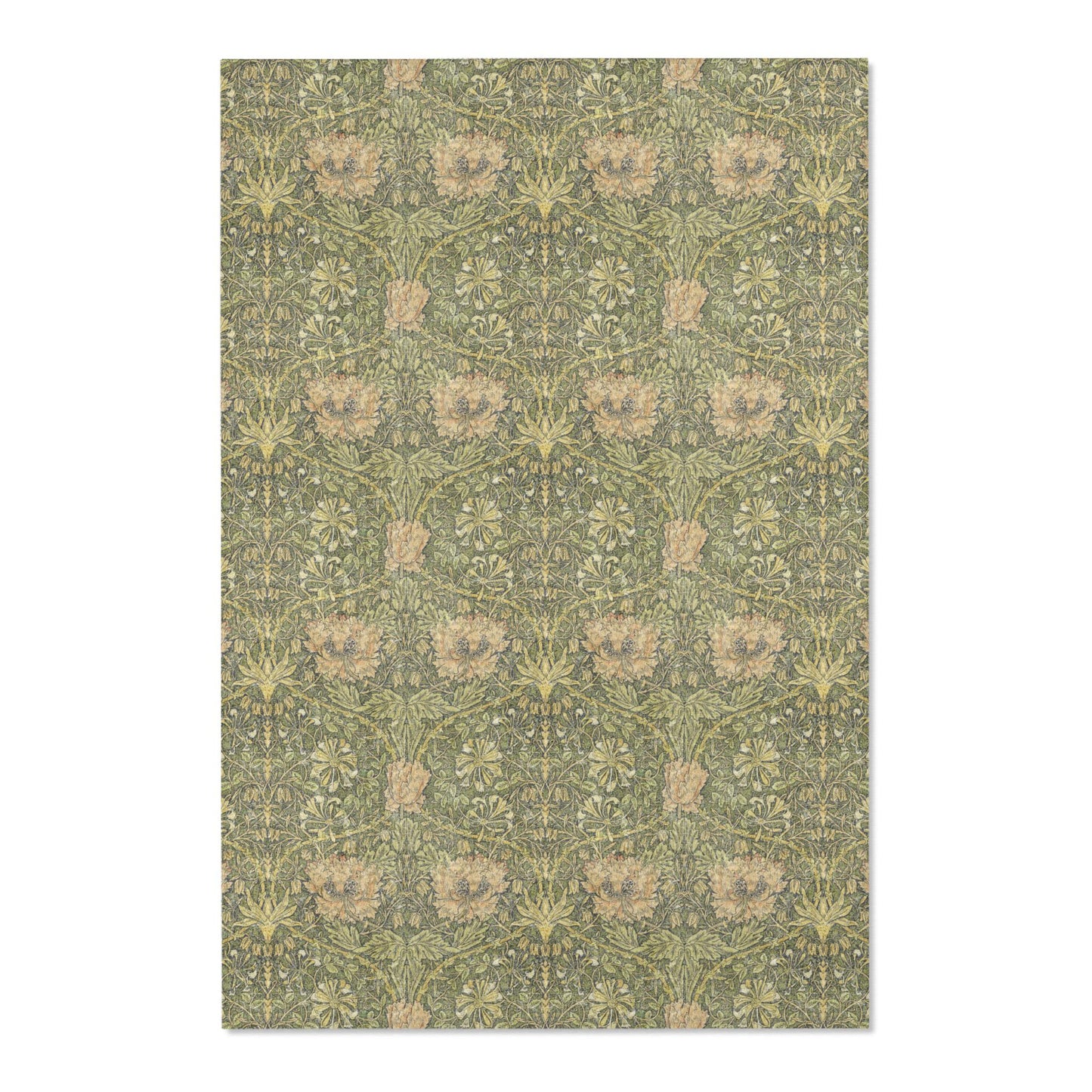 William Morris Area Rug, Honeysuckle and Tulip Moss Green Vintage Style