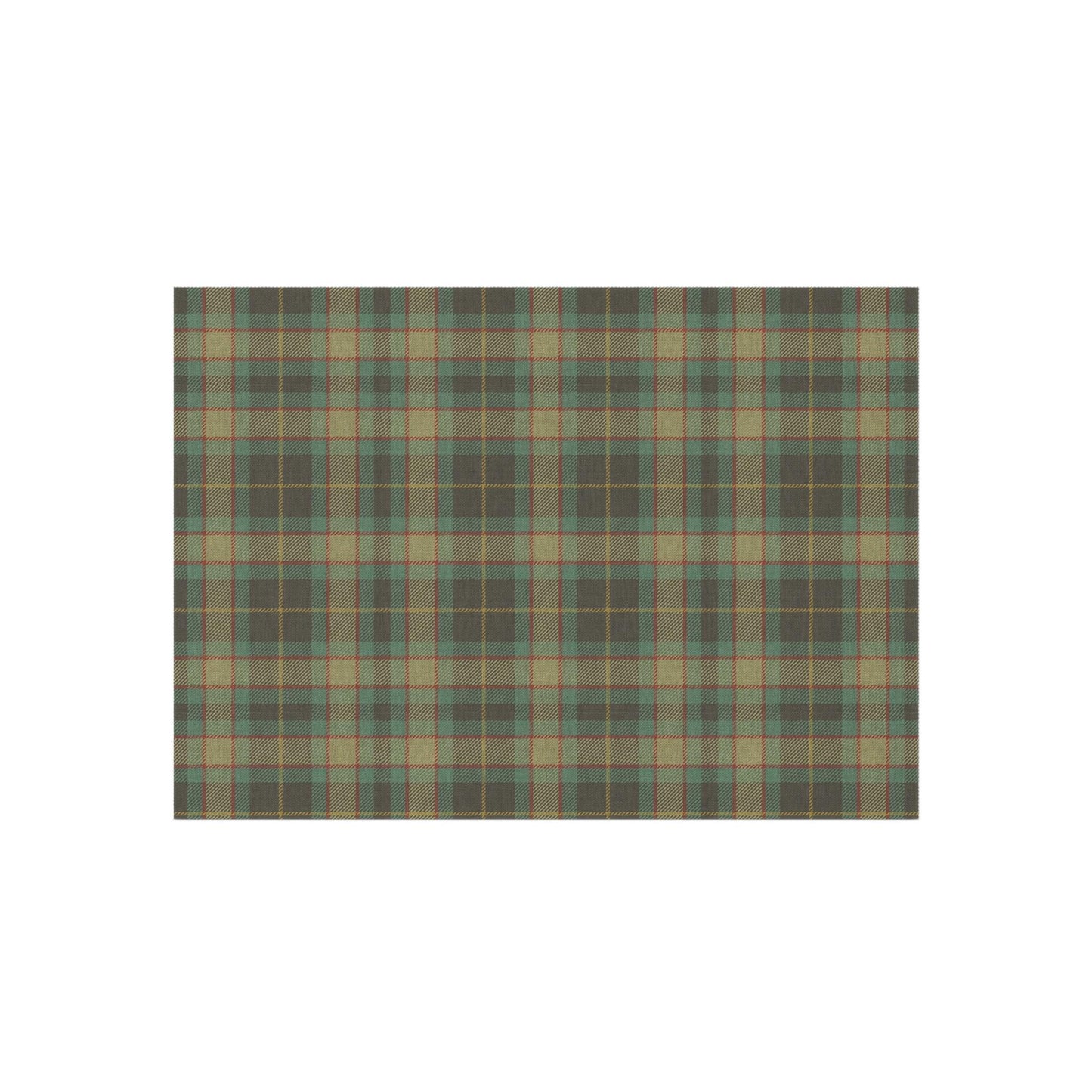 Machine Washable Blue-Green Rug English Preppy Plaid, Thin Foldable