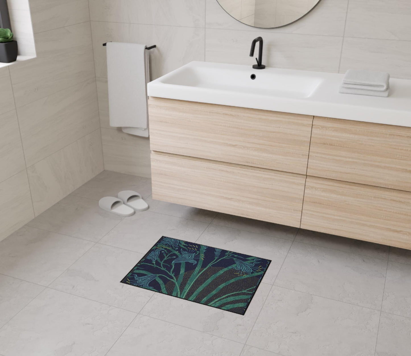 Art Deco Floral Floor Mat: Walter Crane Art Nouveau Rug