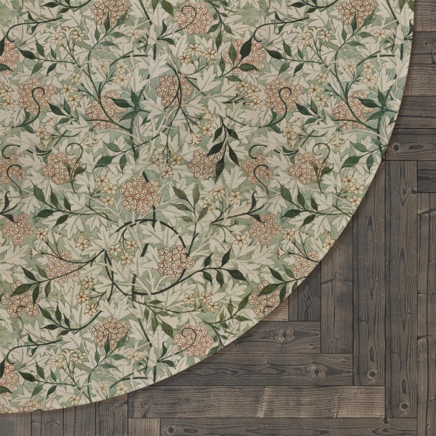 William Morris Rug Jasmine Round Flat Profile Rug, 60x60 inches, 5 ft across