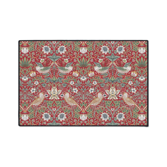 Strawberry Thief Floor Mat: Red William Morris Arts & Crafts Rug