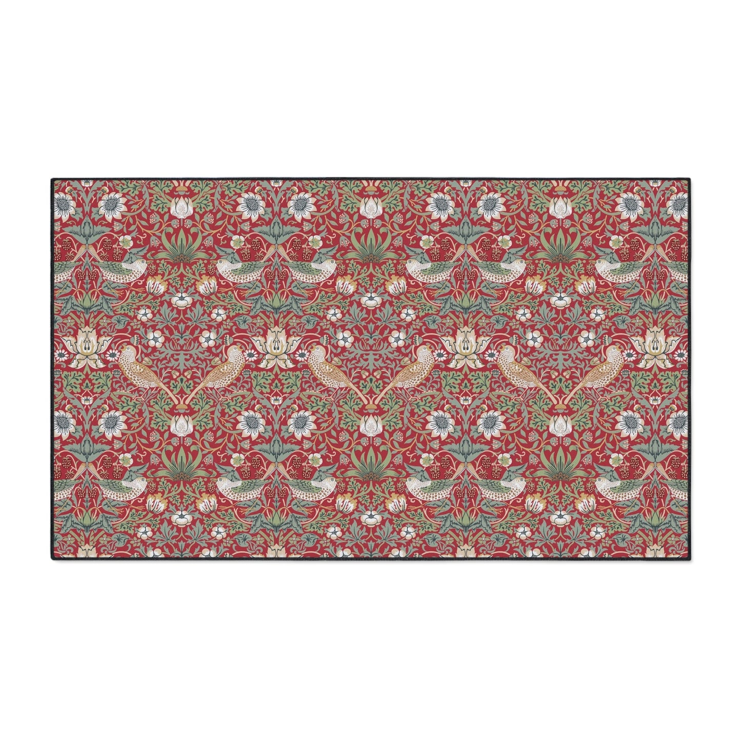 Strawberry Thief Floor Mat: Red William Morris Arts & Crafts Rug