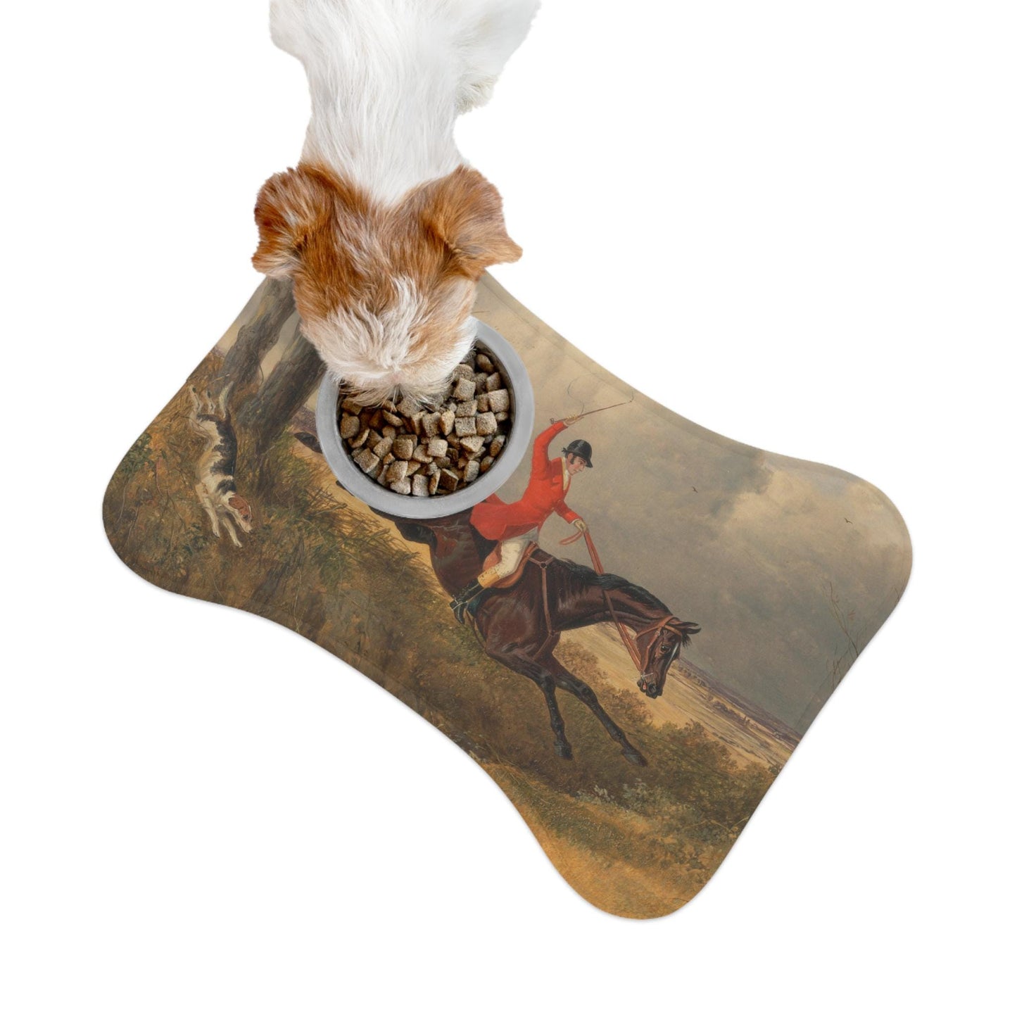 Fox Hunting Pet Mat: Equestrian Dog & Cat Feeding Placemat