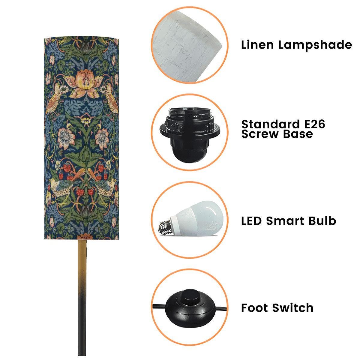 Floor Lamp Modern Standing Lamp (Made in USA) Strawberry Thief