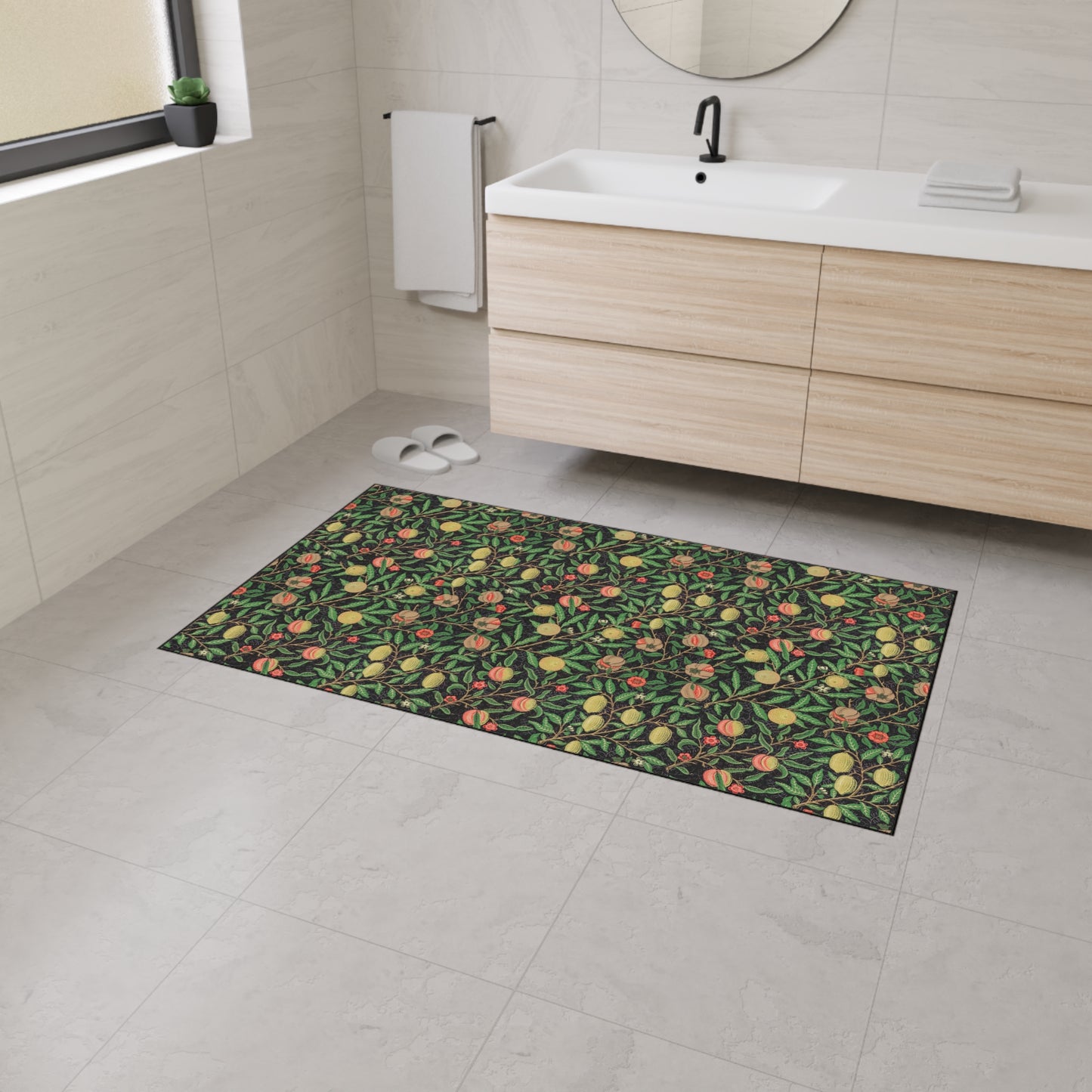 William Morris Fruit Pomegranate and Lemon Floral Design Heavy Duty Floor Mat/ Entry Kitchen Mat Maximalism Arts and Crafts Rug
