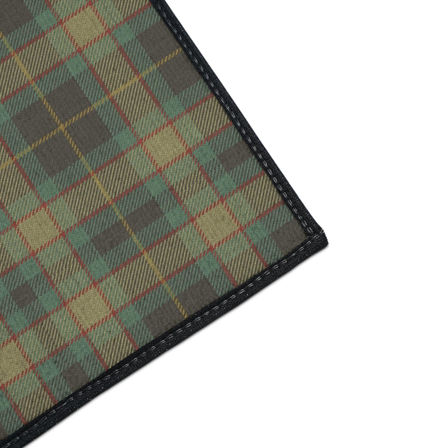 Green Tartan Plaid Entry Mat: Heavy Duty Kitchen Rug
