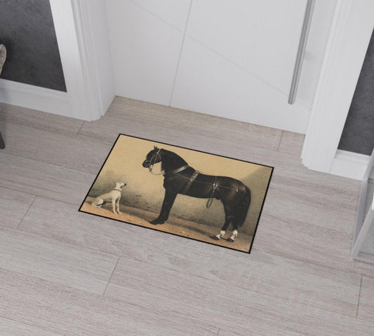 Vintage Horse and Dog Floor Mat: Emil Volkers Art Rug