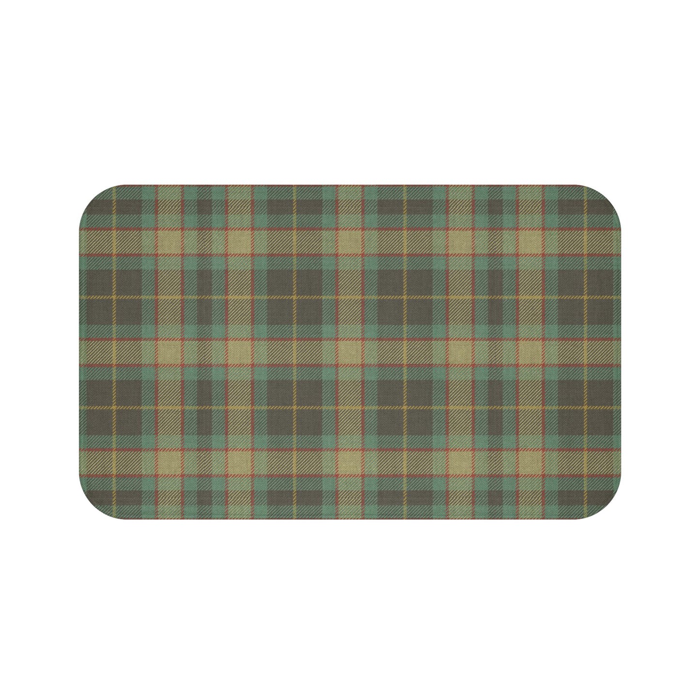 English Decor Tartan Plaid Bath Mat - Microfiber Farmhouse Chic Two Sizes Bath Rug