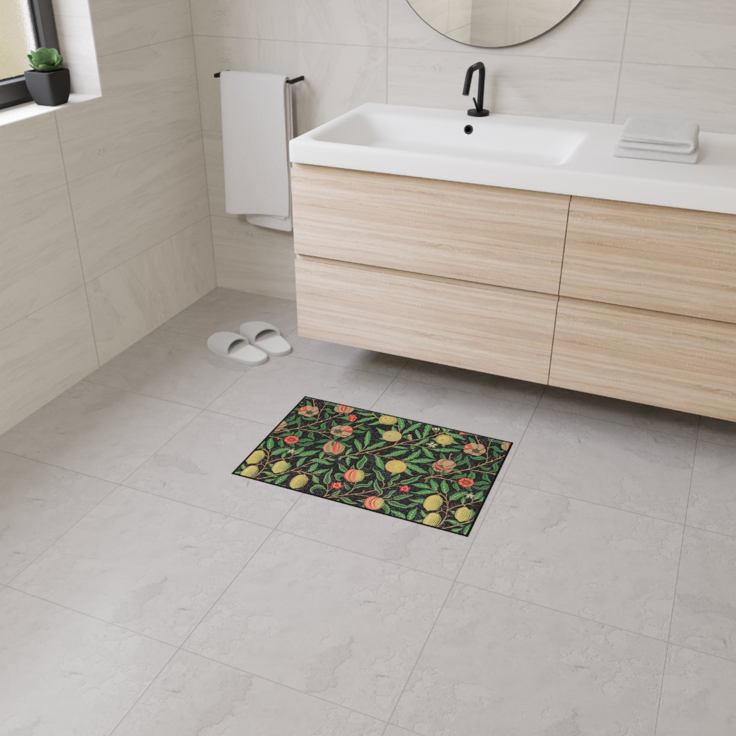 William Morris Fruit Pomegranate and Lemon Floral Design Heavy Duty Floor Mat/ Entry Kitchen Mat Maximalism Arts and Crafts Rug