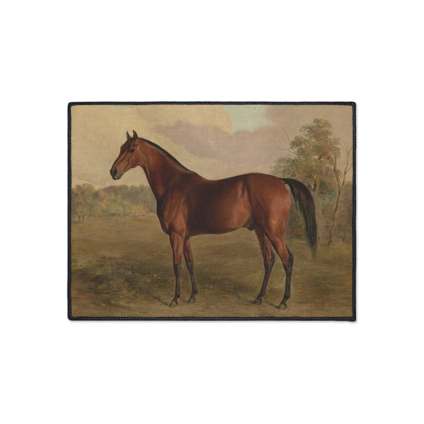 Hunter in a Landscape Heavy Duty Floor Mat/ Entry Kitchen Mat Maximalist Horse Rug
