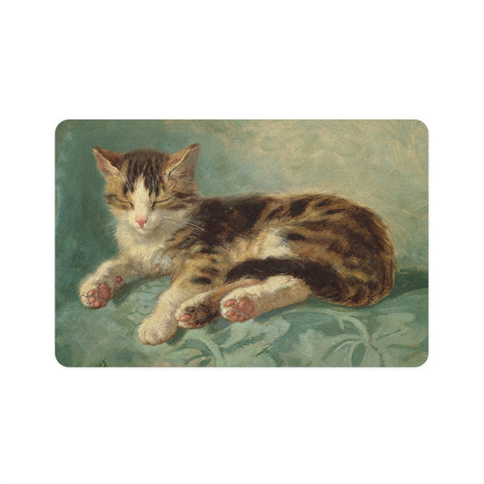 Vintage Sleeping Cat Mat Henriëtte Ronner-Knip Pet Food Mat - Victorian Maximalism Decor  (12x18)