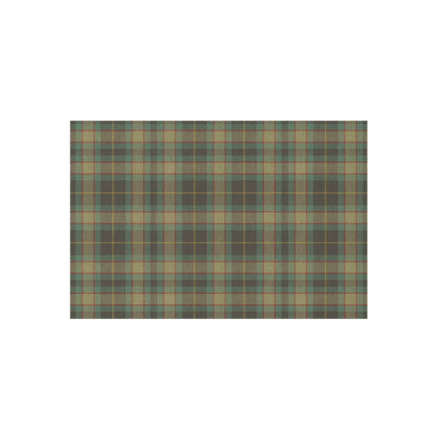 Machine Washable Blue-Green Rug English Preppy Plaid, Thin Foldable