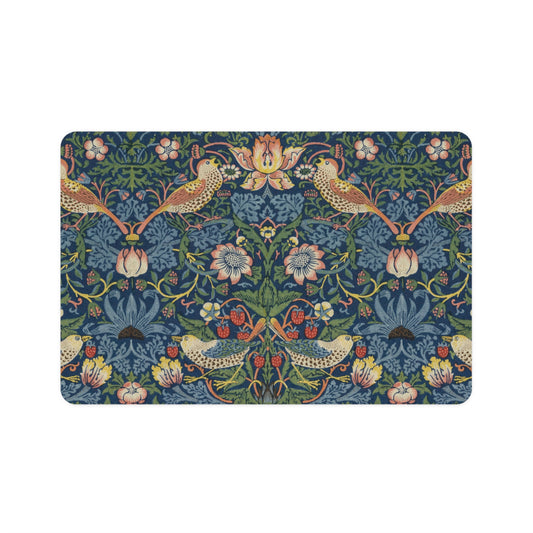 William Morris Strawberry Thief Pet Mat - Beautiful Arts and Crafts Boho Pet Food Mat (12x18)
