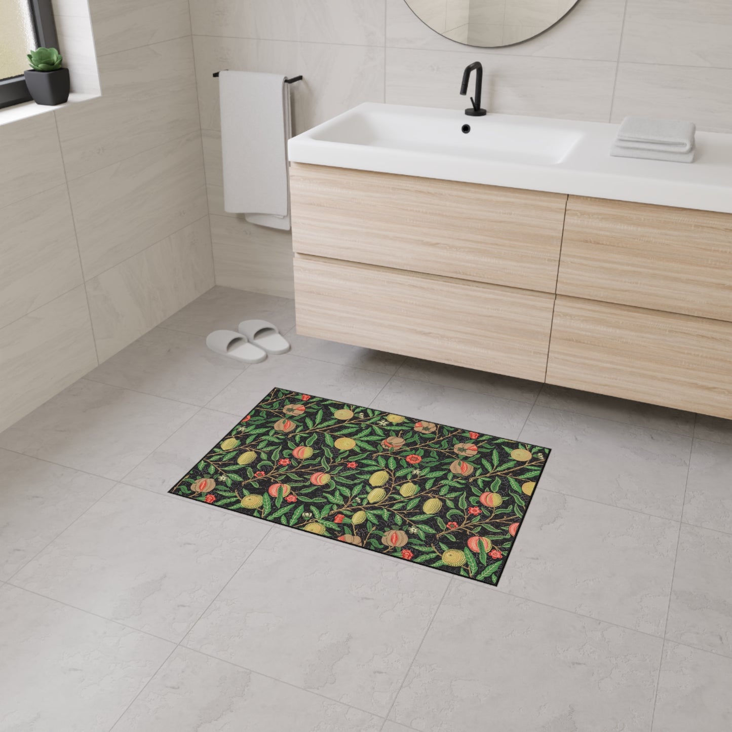William Morris Fruit Pomegranate and Lemon Floral Design Heavy Duty Floor Mat/ Entry Kitchen Mat Maximalism Arts and Crafts Rug