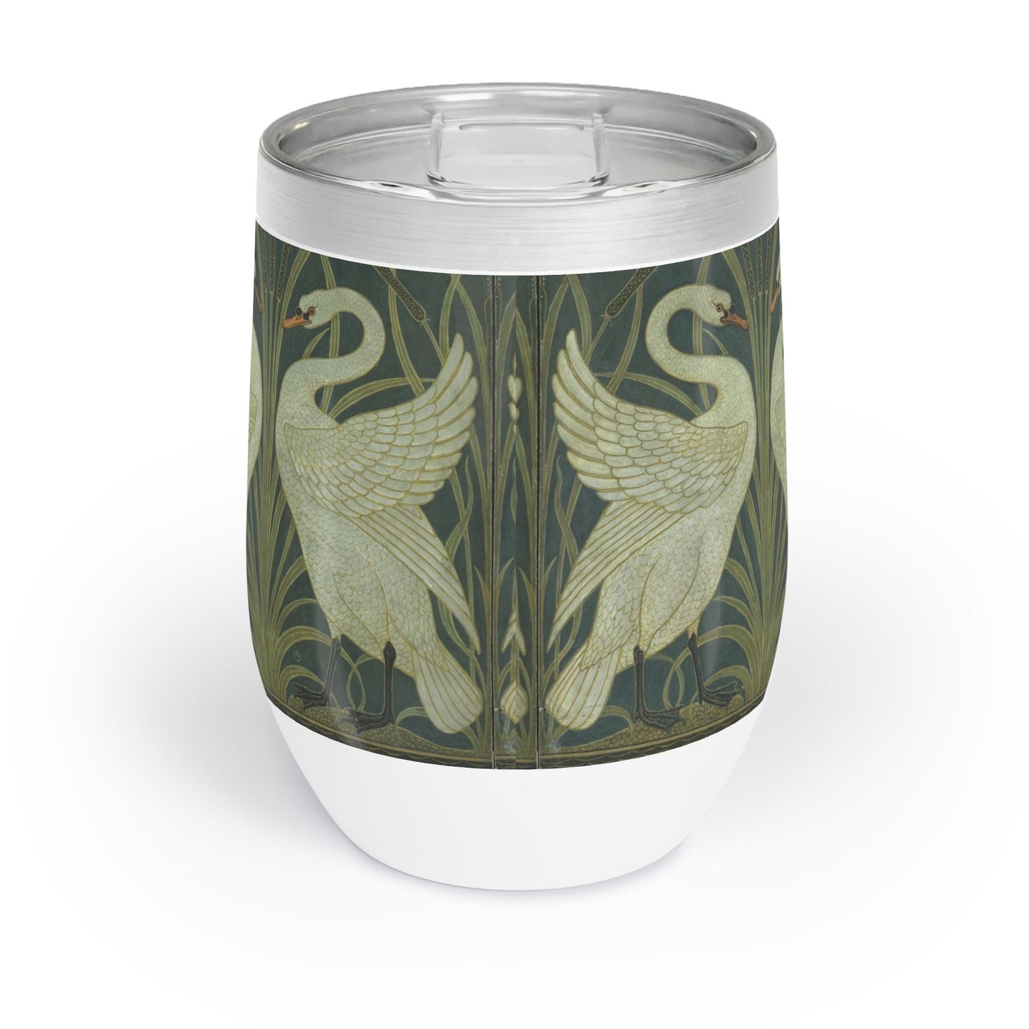 Art Nouveau Wine Tumbler - Swans and Rushes, Walter Crane Wine Glass, Coffee Cup