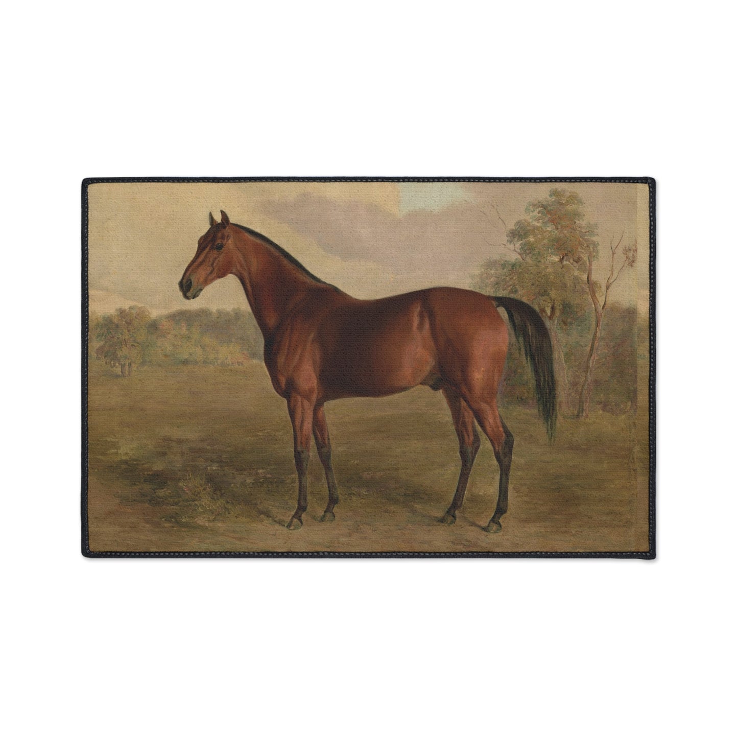 Hunter in a Landscape Heavy Duty Floor Mat/ Entry Kitchen Mat Maximalist Horse Rug