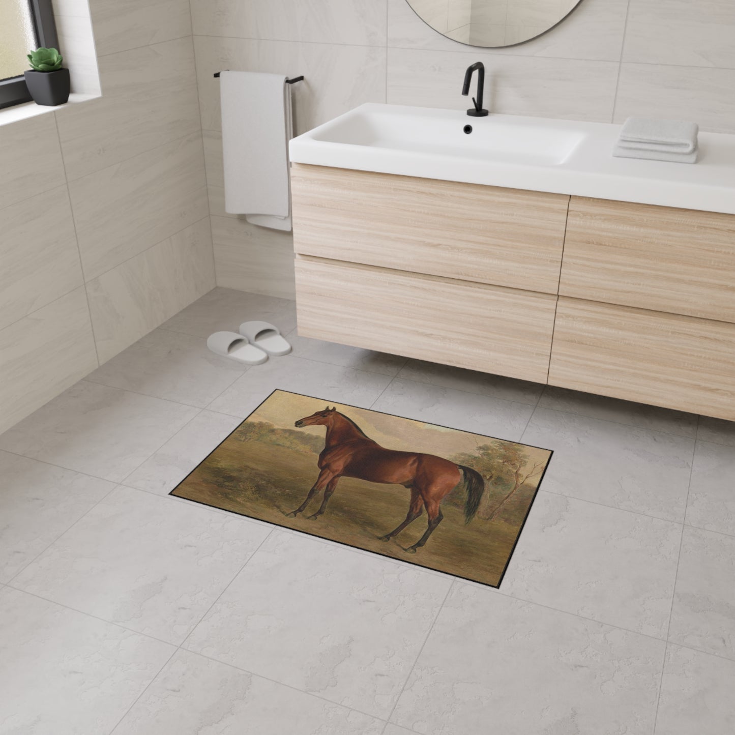 Hunter in a Landscape Heavy Duty Floor Mat/ Entry Kitchen Mat Maximalist Horse Rug