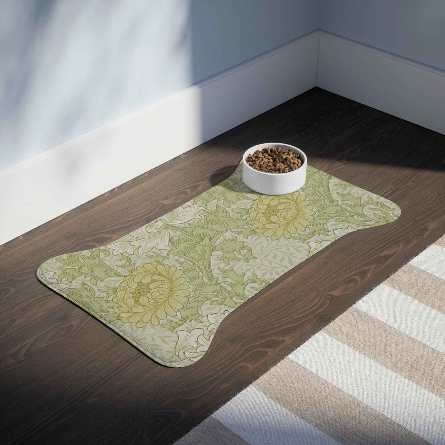 William Morris Pet Feeding Mat: Chrysanthemum Floral Memory Foam Dog Cat Placemat