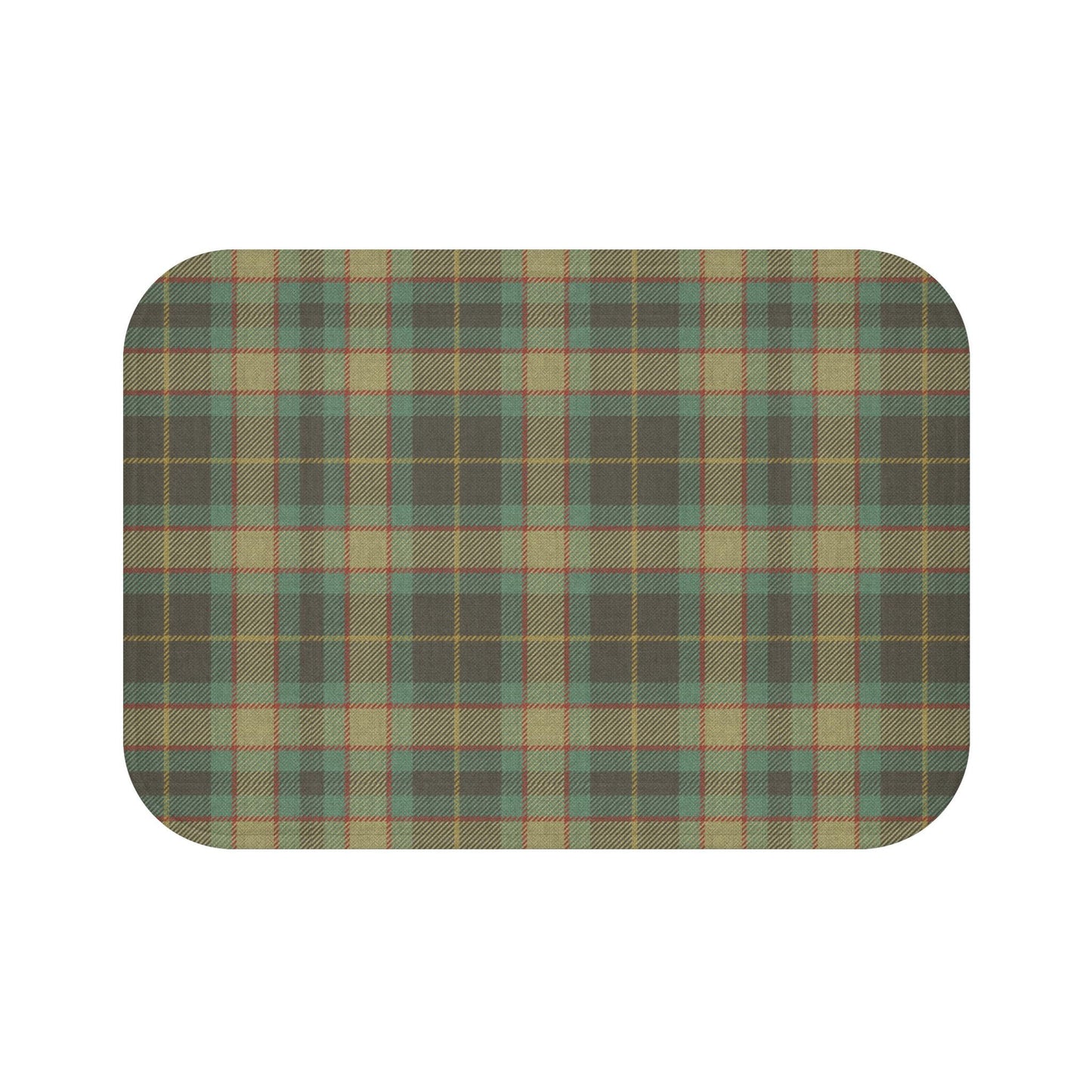 English Decor Tartan Plaid Bath Mat - Microfiber Farmhouse Chic Two Sizes Bath Rug