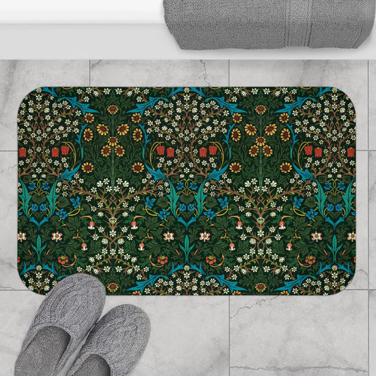 William Morris Blackthorne Bath Mat - Boho Chic Microfiber Bath Rug