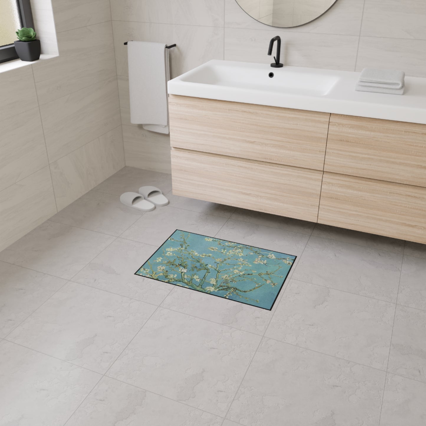 Can Gogh Almond Tree Floral Design Heavy Duty Floor Mat/ Entry Kitchen Mat Maximalism Arts and Crafts Rug