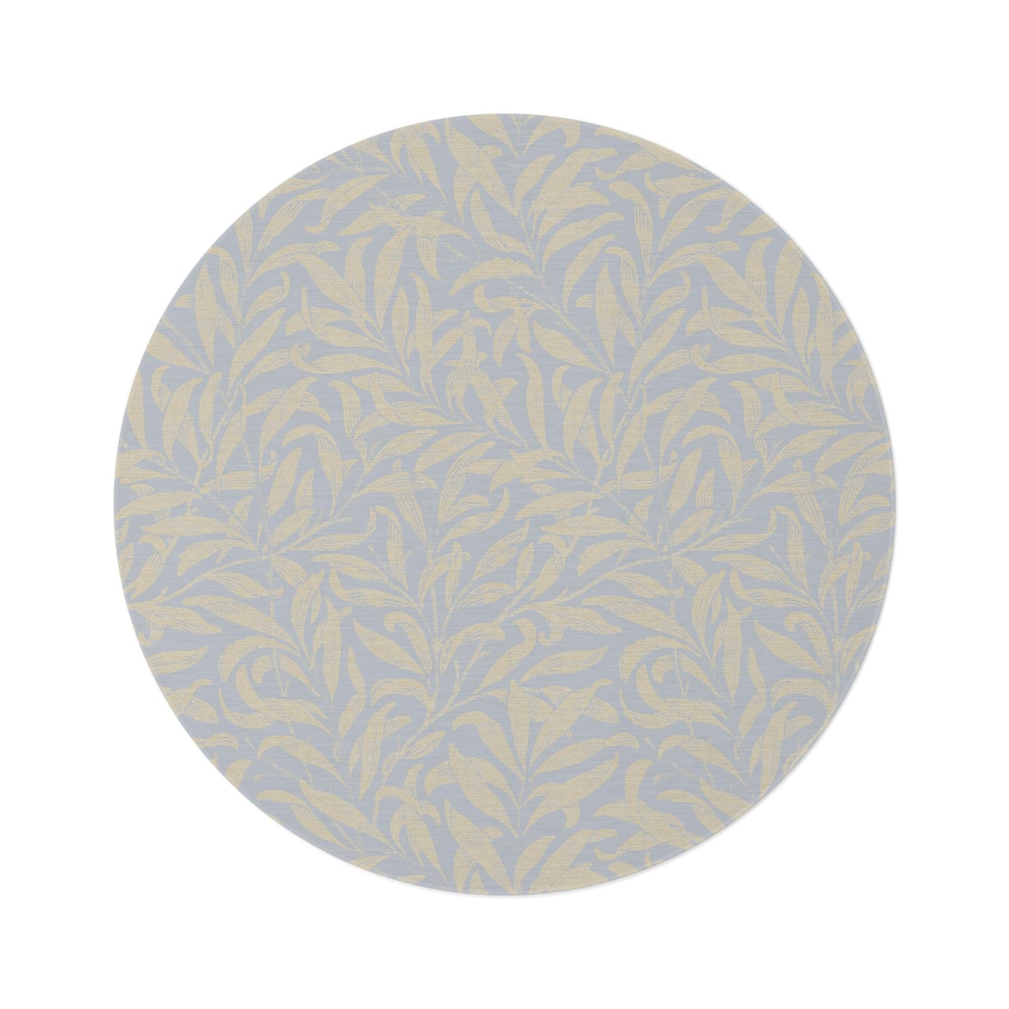Pale Slate and Tan Willow Boughs Rug, William Morris Round Chenille rug
