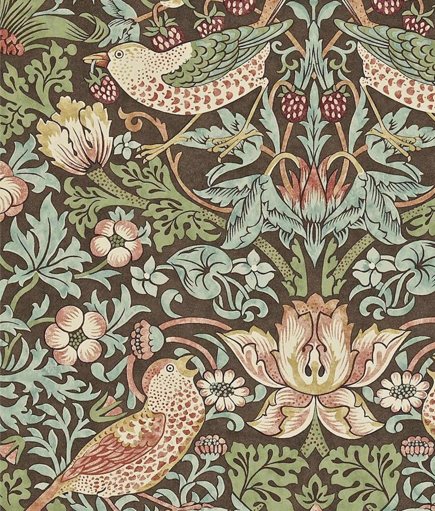 William Morris Strawberry Thief Floor Mat,Autumn Brown Arts & Crafts Rug