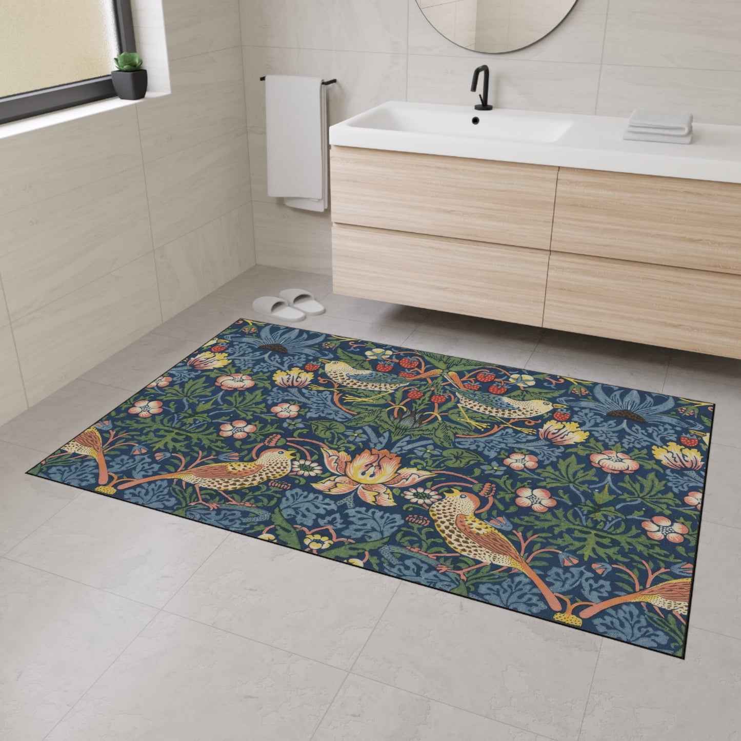 William Morris Strawberry Thief Floor Mat: Arts & Crafts Rug, Non-Slip