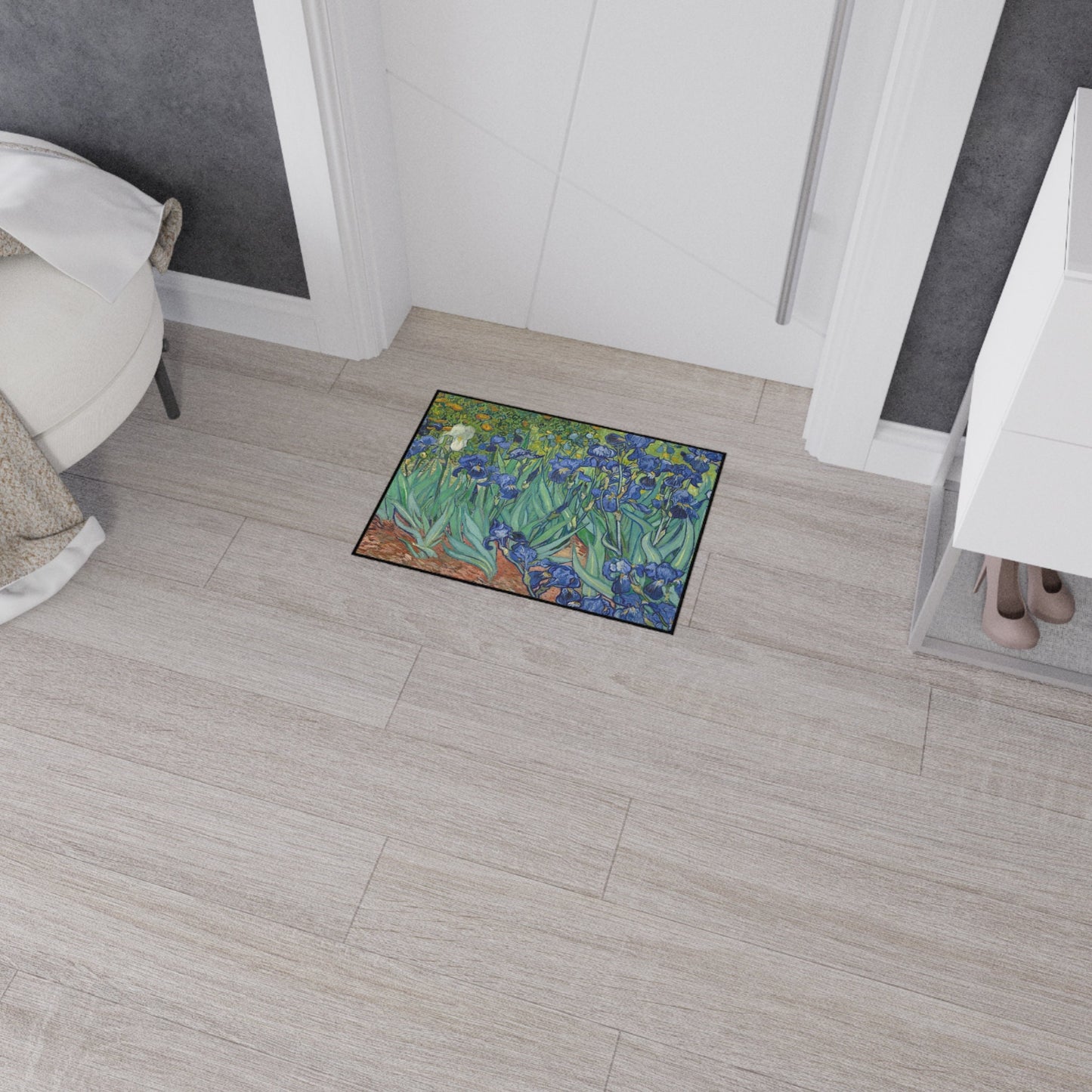Van Gogh Irises Heavy Duty Floor Mat, Maximalism Famous Art Rug
