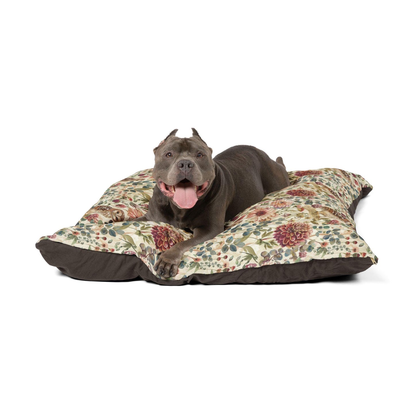 Floral Owl Pet Bed, Machine Washable Cat Cushion, Pet Furniture