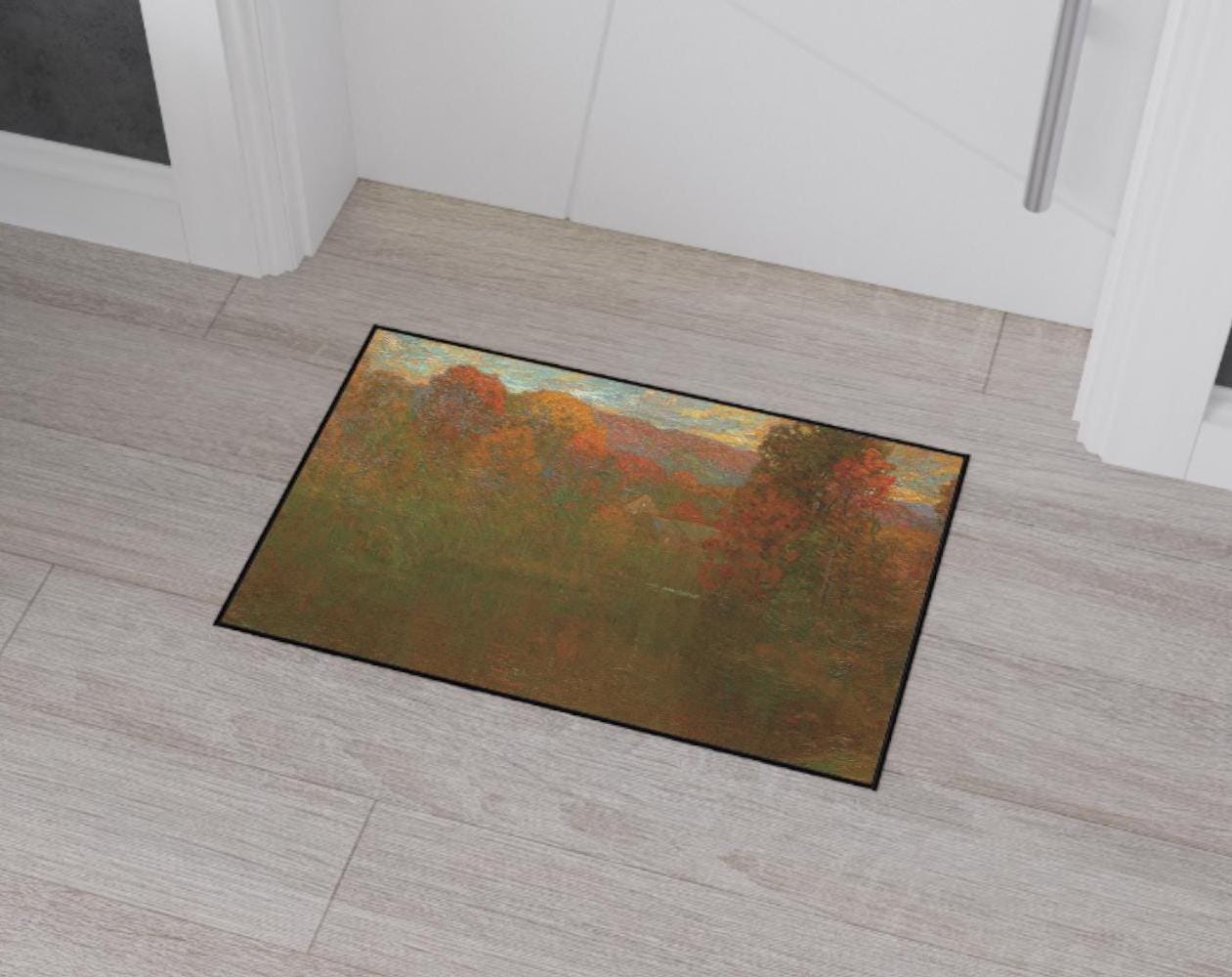 Autumn Landscape Floor Mat: Vintage Painting, Non-Slip Entry Rug