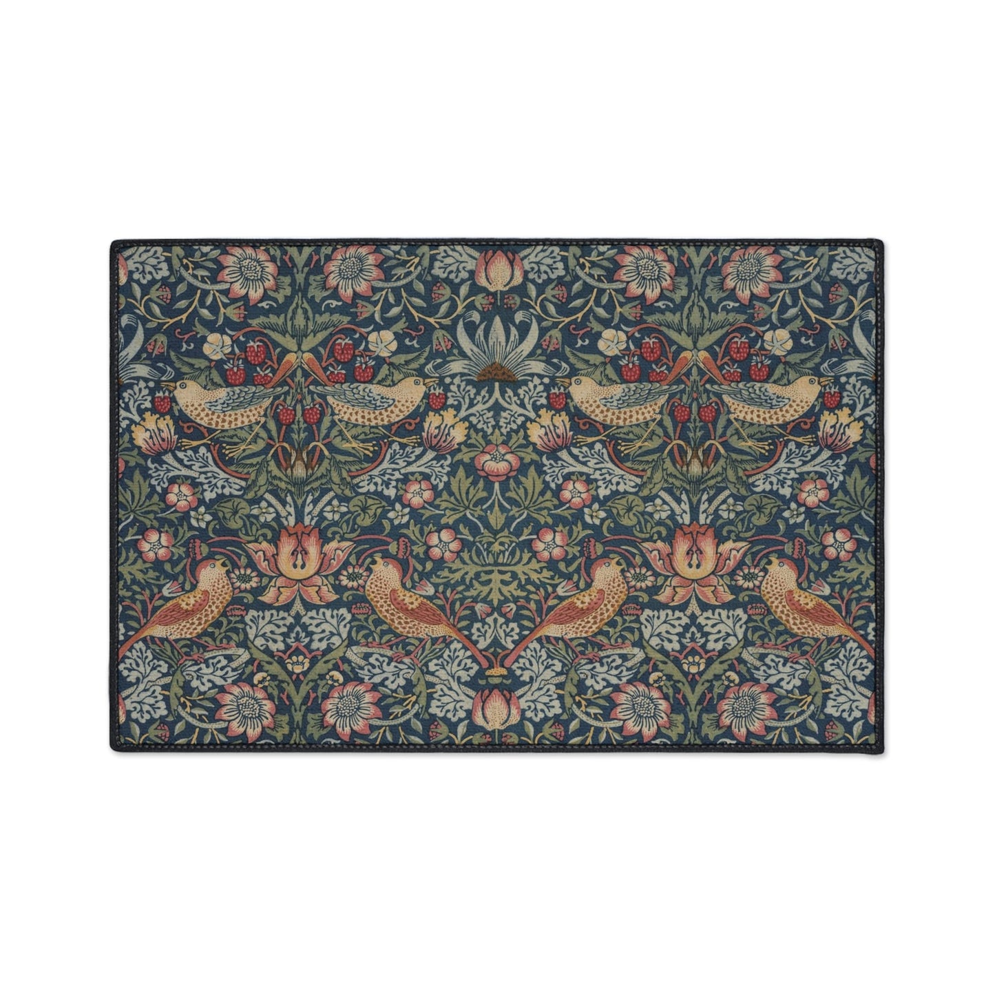 Strawberry Thief Indigo Mat - William Morris Rug for Kitchen, Entry