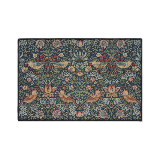 Strawberry Thief Indigo Mat - William Morris Rug for Kitchen, Entry