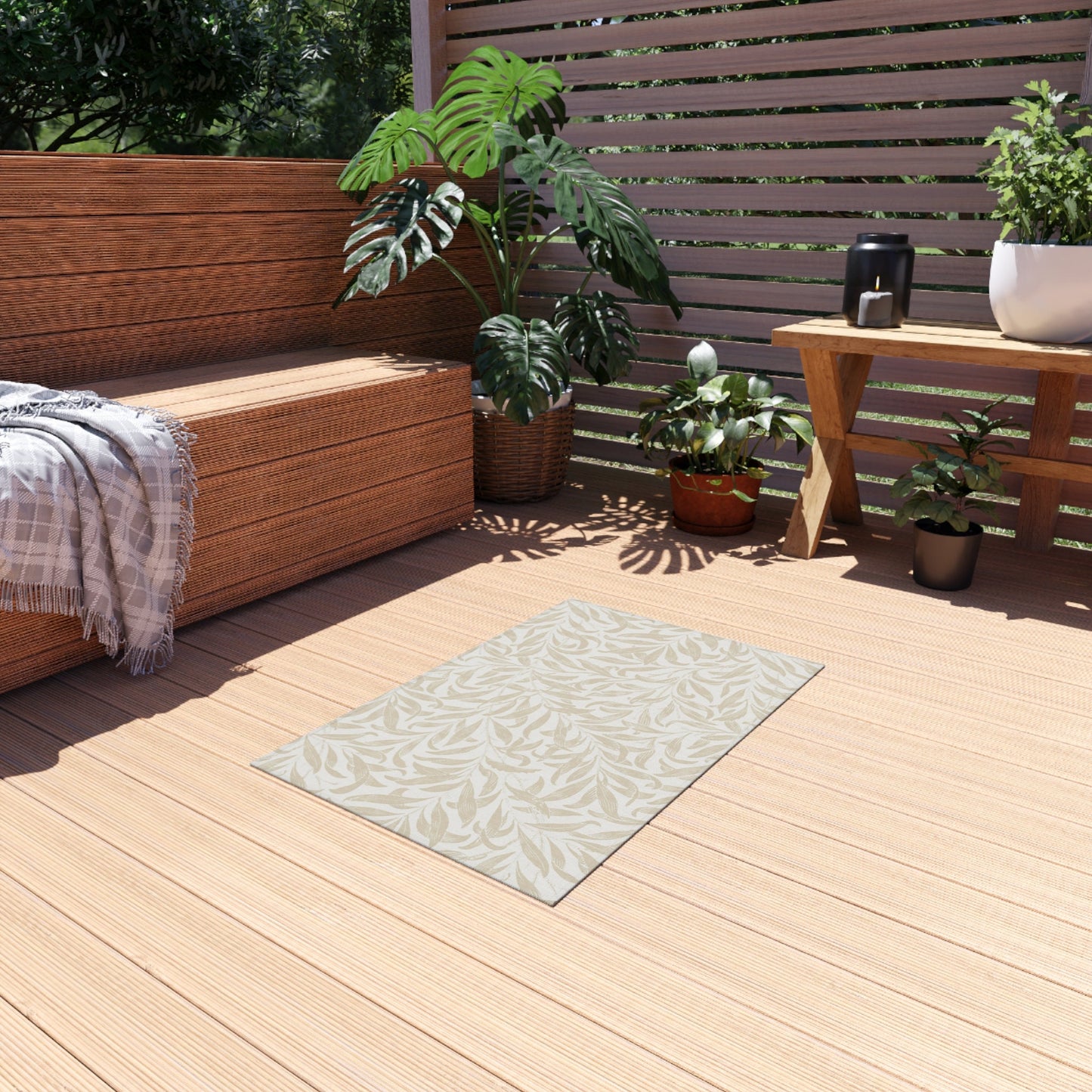 Morris & Co. Neutral Outdoor Rug Willow Bough - Four Sizes - Non Skid Backing