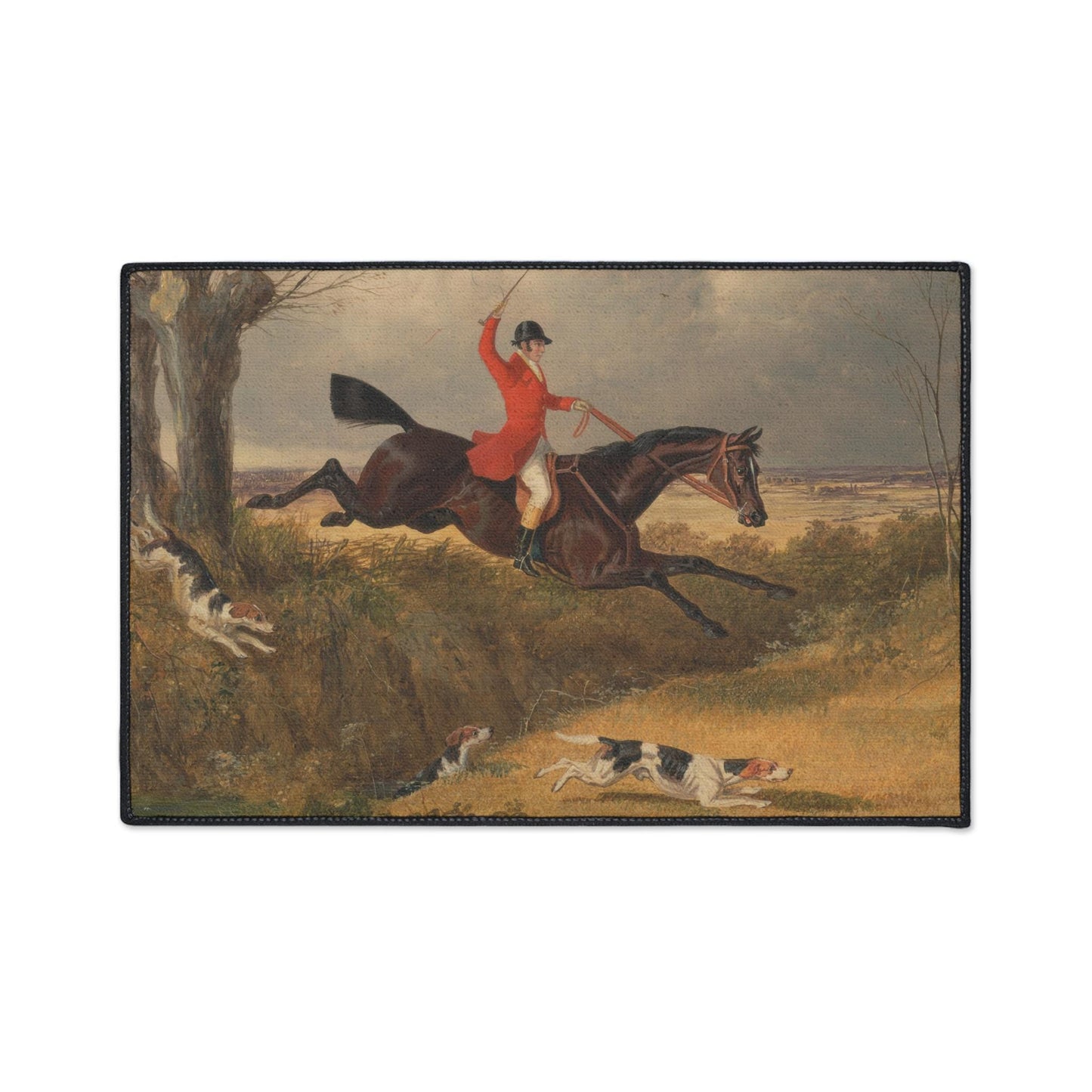 Fox Hunting Scene Mat: Equestrian Farmhouse Decor Rug