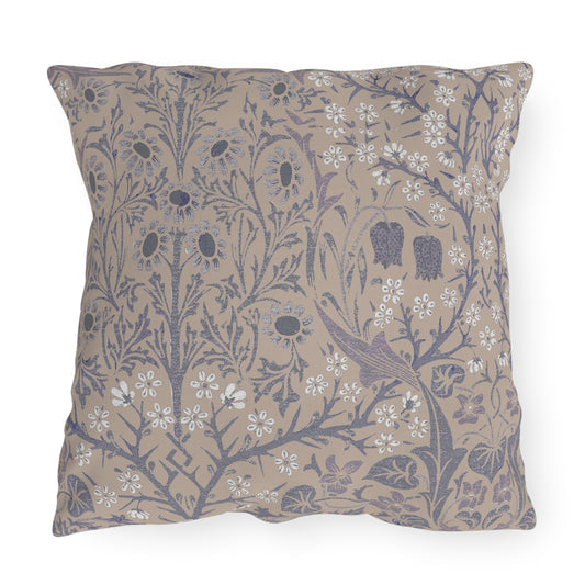 William Morris Neutral Outdoor Pillow - Lavender Blackthorn UV Protection - Water Resistant - Sustainable