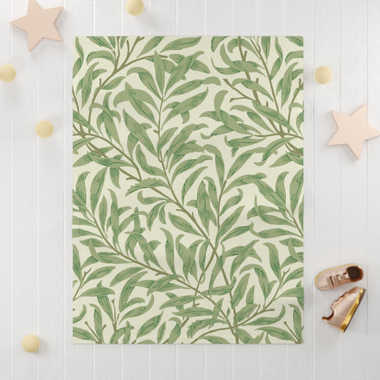 Willow Boughs Baby Minky Blanket | Cream and Green William Morris Throw Stroller Blanket