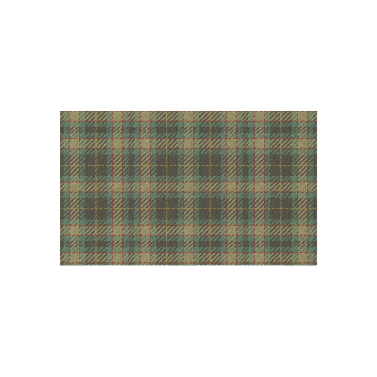 Machine Washable Blue-Green Rug English Preppy Plaid, Thin Foldable