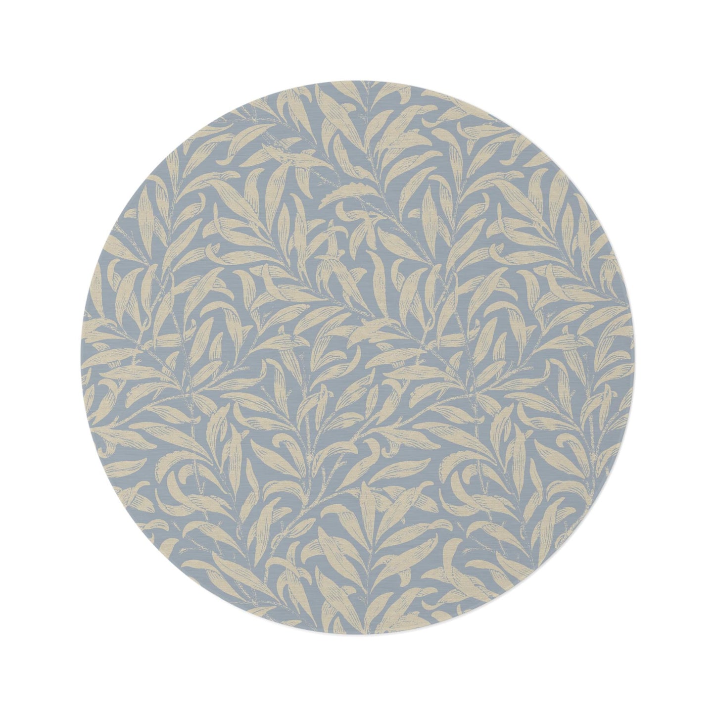 Tan and Slate William Morris Willow Boughs Rug, Round Chenille rug