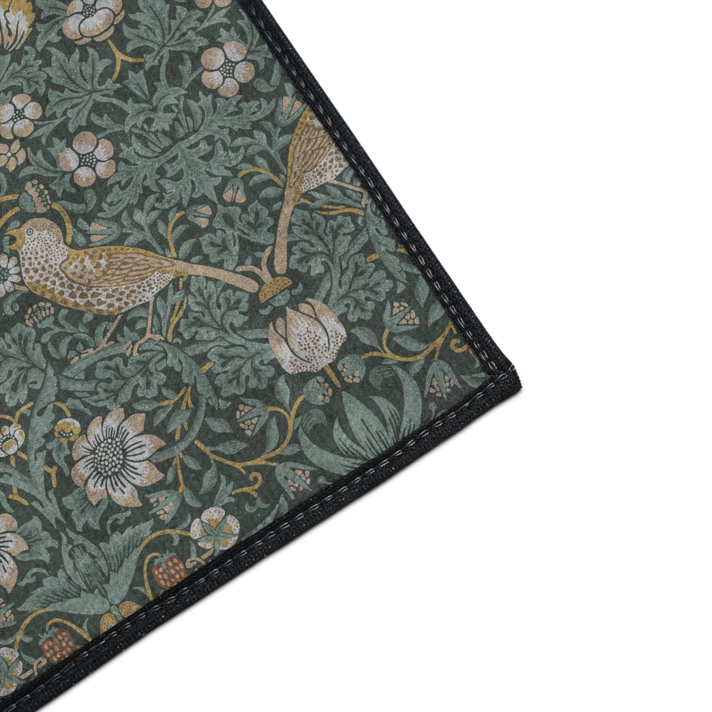 William Morris Strawberry Thief Mat: Aged Teal Vintage Entry Rug