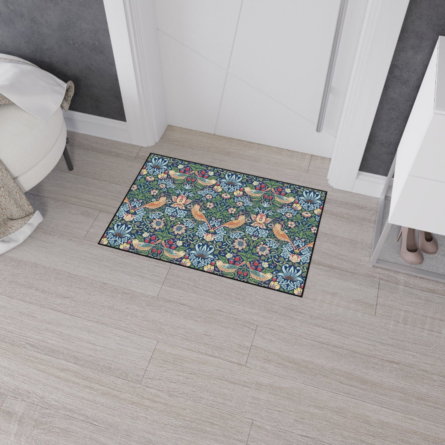 Strawberry Thief Floor Mat: William Morris Arts & Crafts Rug
