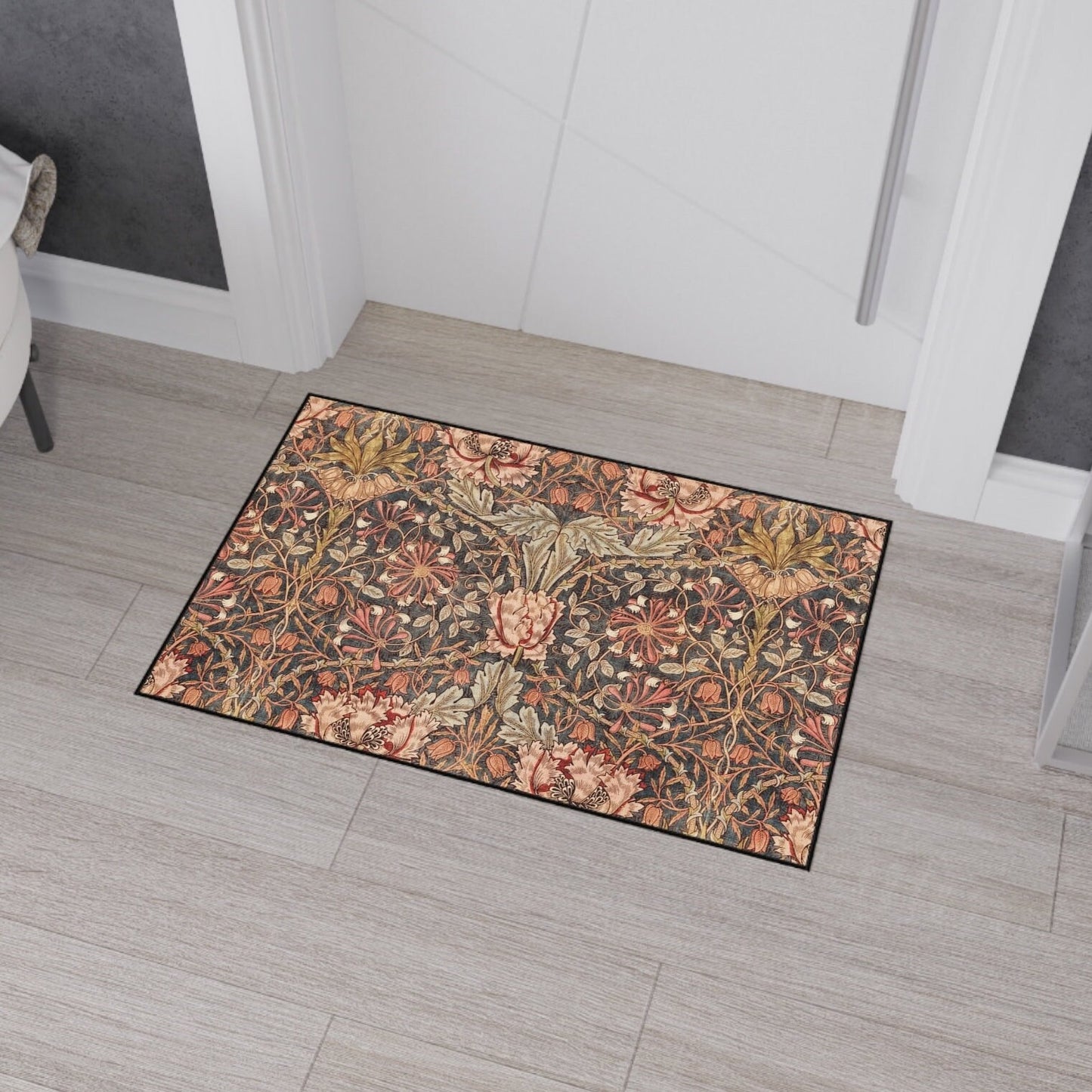 Morris & Co. Pink Honeysuckle Mat/ Entryway Kitchen or Bathroom Rug