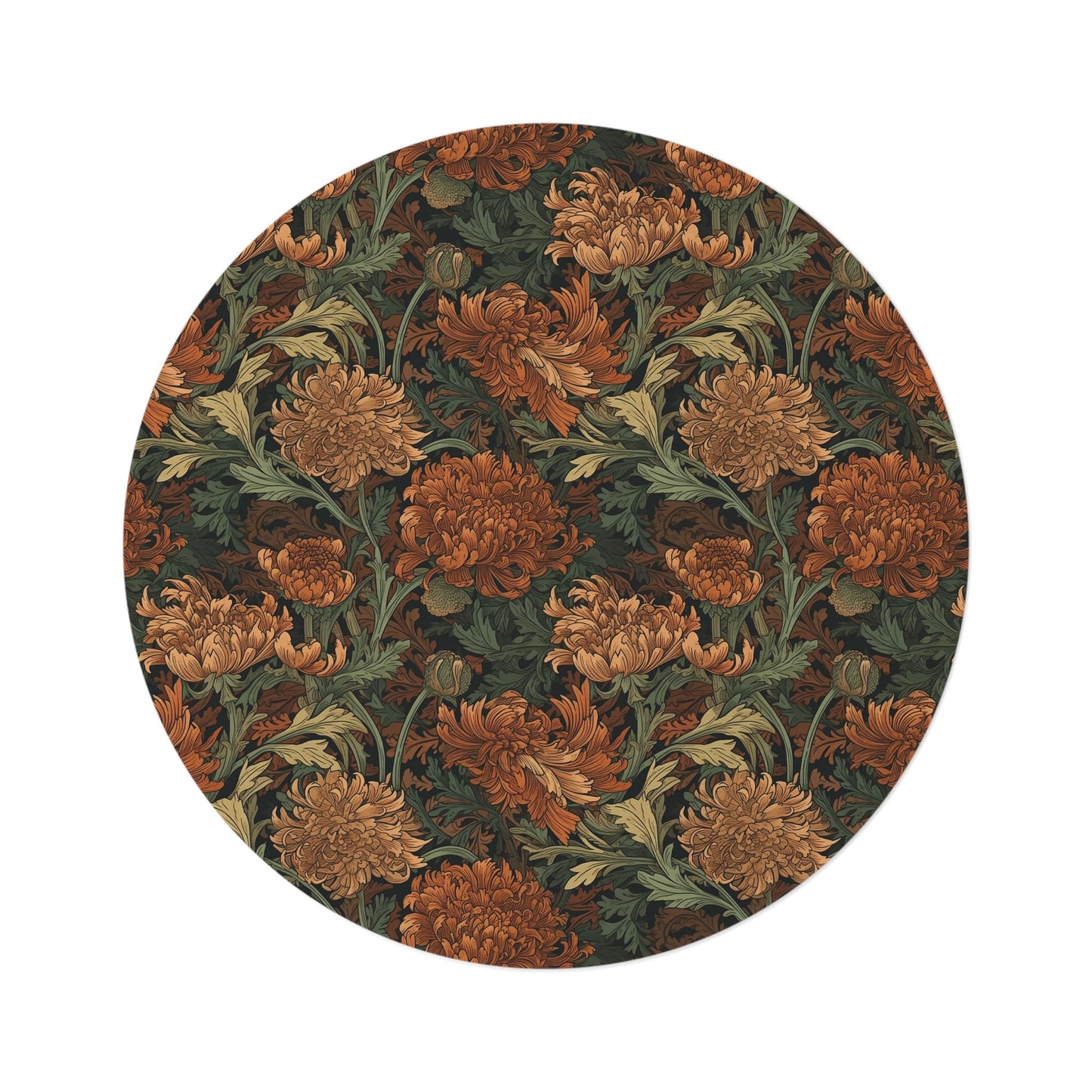 William Morris Rug: Autumn Floral Large Round Mat, Maximalism Decor