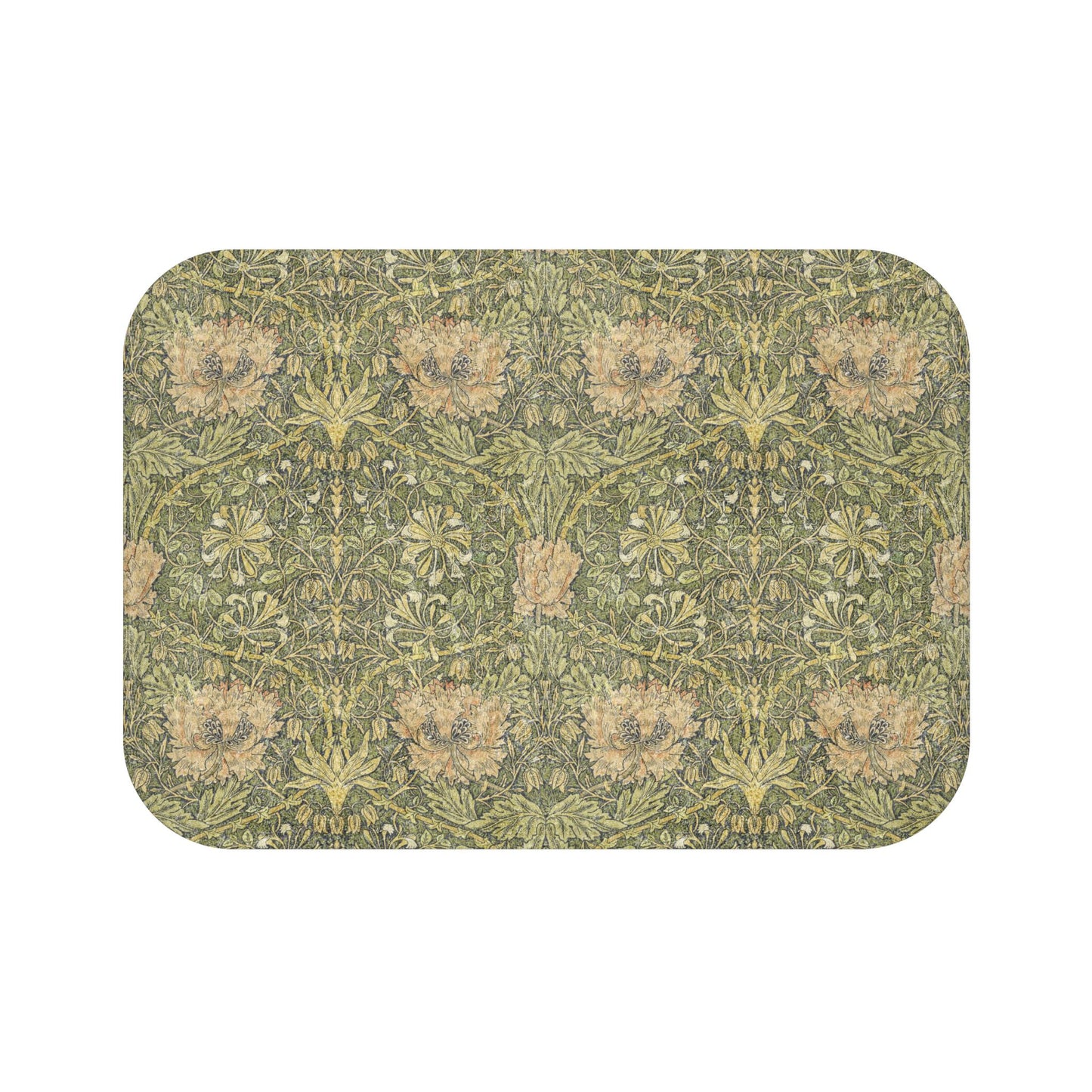 William Morris Bath Mat – Moss Green Honeysuckle Boho Rug
