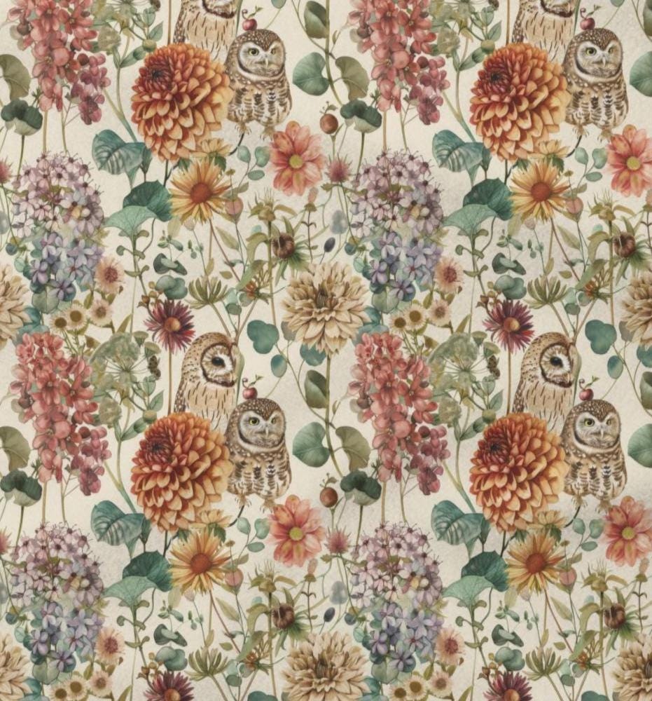 Owls Blanket, Autumn Floral Sherpa Fleece Blanket