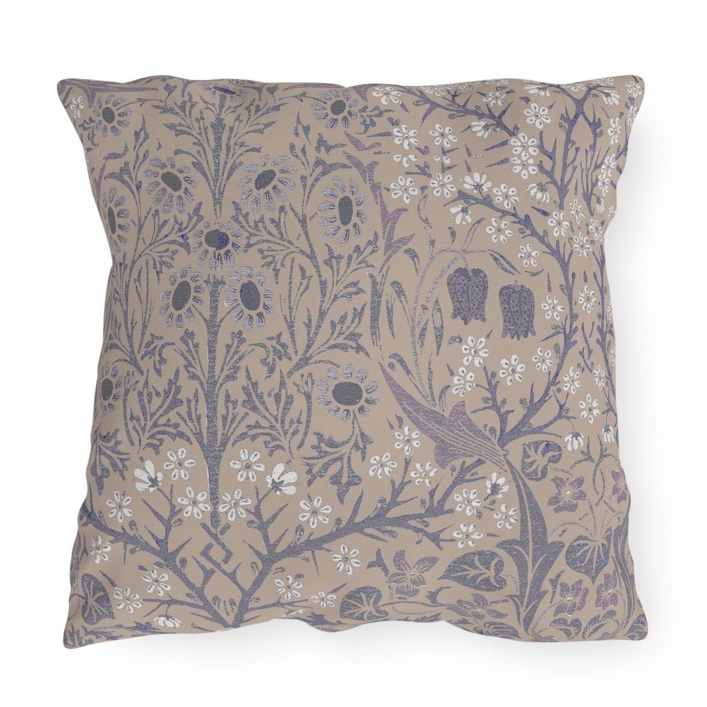 William Morris Neutral Outdoor Pillow - Lavender Blackthorn UV Protection - Water Resistant - Sustainable