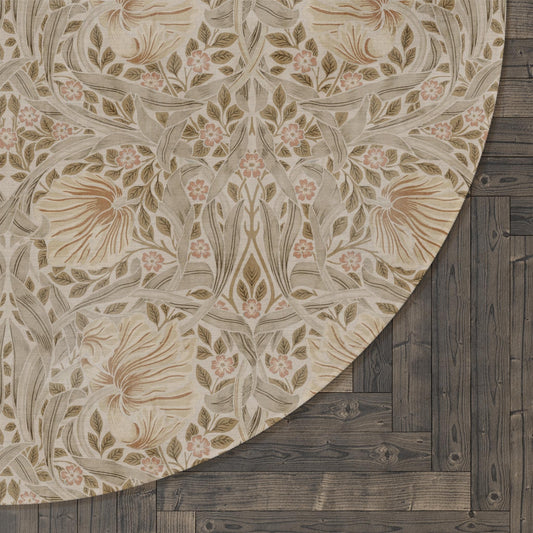 William Morris Rug: Warm Neutral Pimpernel Floral Chenille Rug